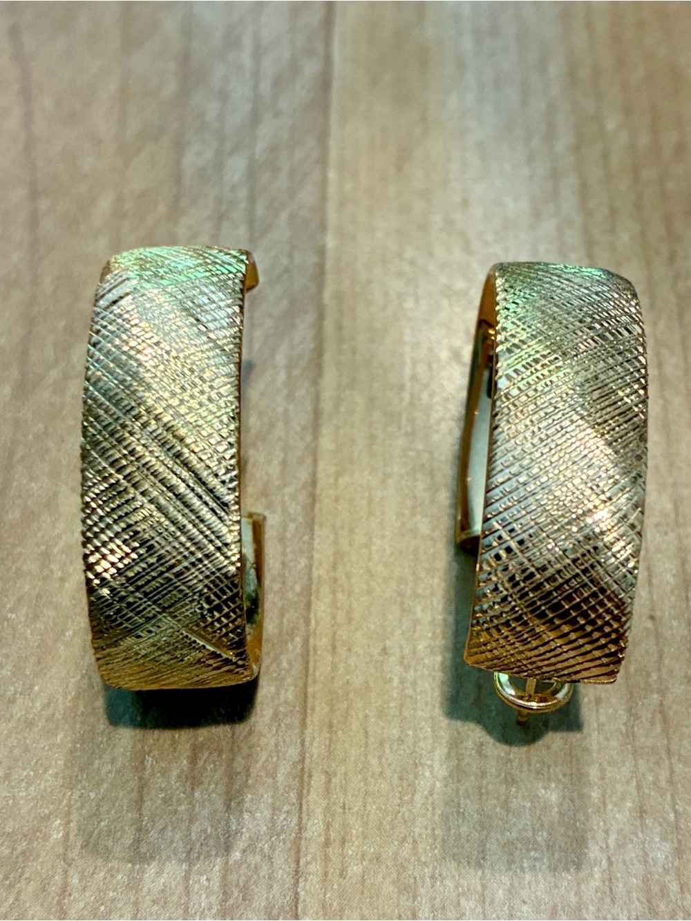 Textured Gold Pierced Hoop Earrings for Women